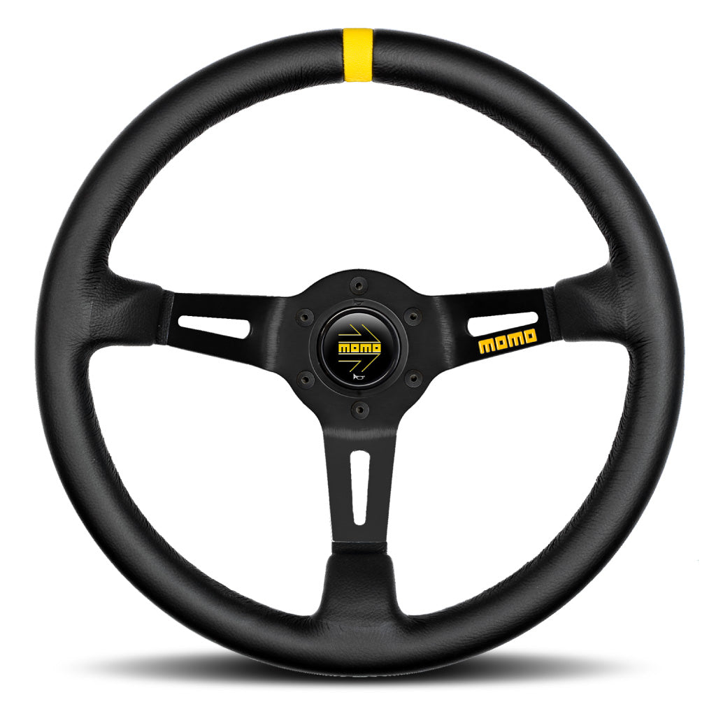 MOMO Mod. 07 Steering Wheel - Black Leather Black Spokes 350mm