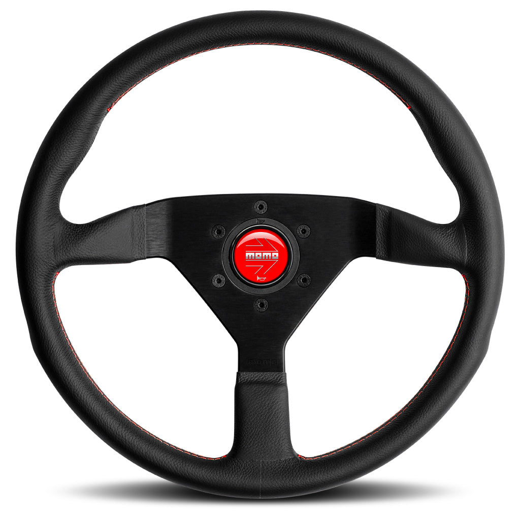 MOMO Montecarlo Steering Wheel - Black Leather Black Spokes 350mm