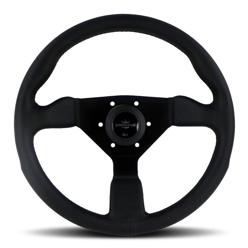 Personal Neo Grinta Steering Wheel - Black Leather Black Spokes Red St