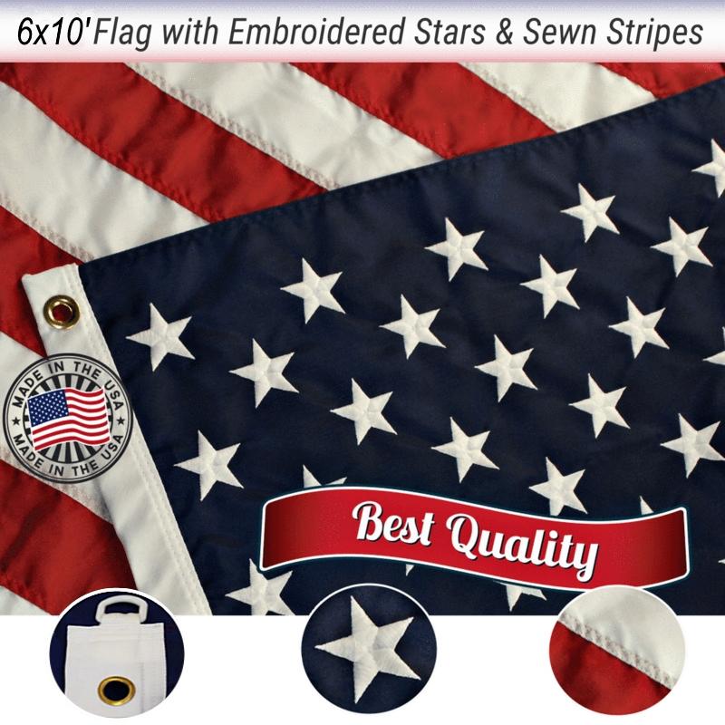 6x10 FT EMBROIDERED AMERICAN FLAG - Grace Alley product image