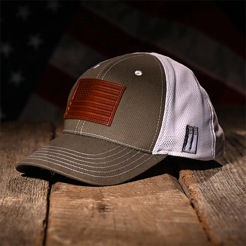 American Flag Leather Patch Ball Cap