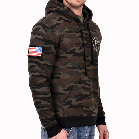 American Flag Patch Camo Hoodie