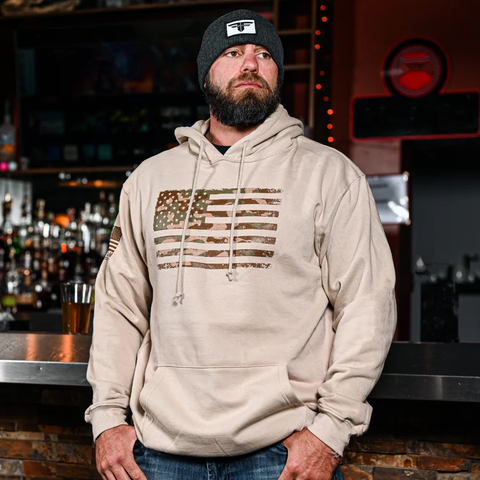  Men's Heavyweight Arid Camo Flag Hoodie