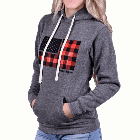 Women's Buffalo Plaid Flag Hoodie