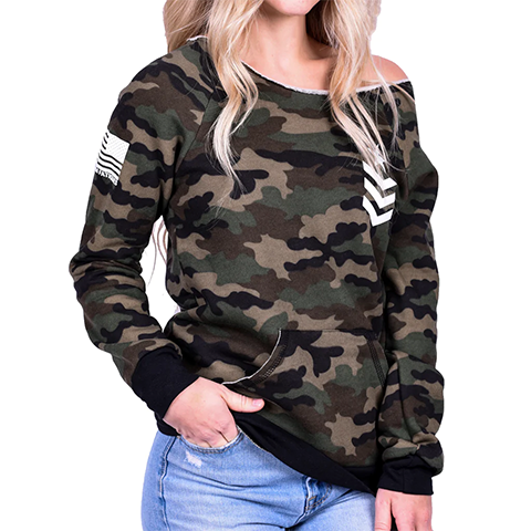 Womens Camo Off The Shoulder