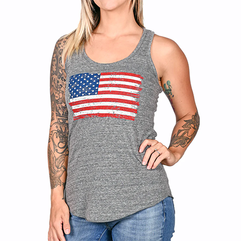 Womens Vintage American Flag Tank Top