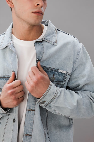 Light Blue Denim Biker Jacket