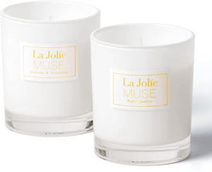 LA JOLIE MUSE Lavender Eucalyptus & Jasmine Scented Candle, Soy Candle Set, Candle Gift for Women, Aromatherapy Candles, Holiday Candle Gift, 8.1 oz E