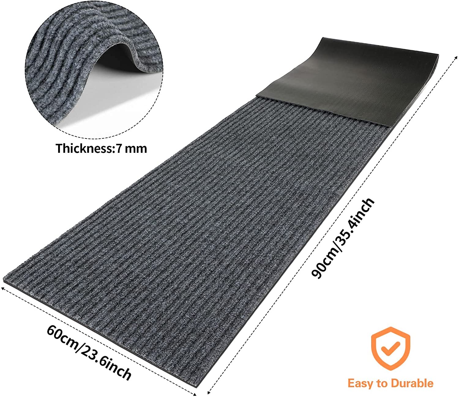 A Roll Large Semi-Finished Striped Door Mat Waterproof Entry Mat with Rubber Lining, Indoor and Outdoor Rug for Wet Weather