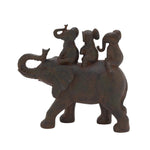 Brown Polystone Eclectic Elephant Sculpture