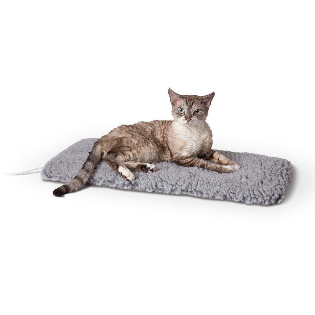 Thermo Plush Indoor Heated Pet Bed Gray Small 12.5 X 25 Inches