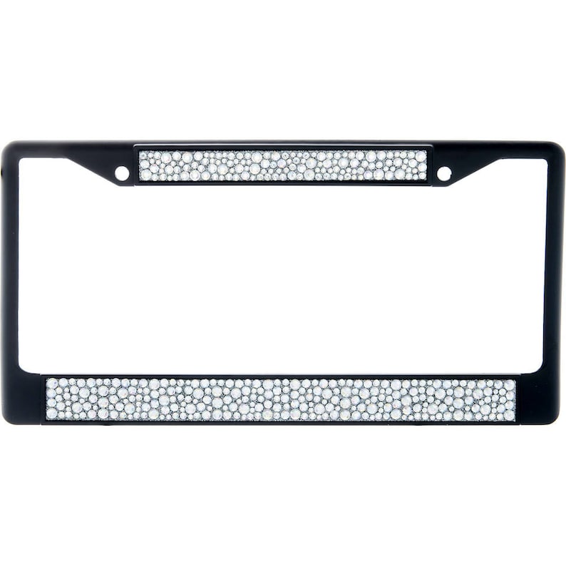 Premium Black Bling Mix Sizes AB Crystal Diamond License Plate Frame for Car-Truck