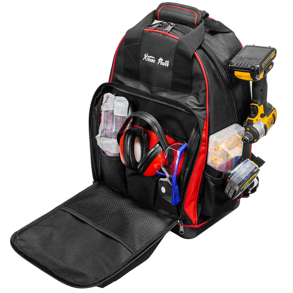 Professional Tool 38 Pocket Backpack Bag Carrier Polyester Pockets Padded Straps
