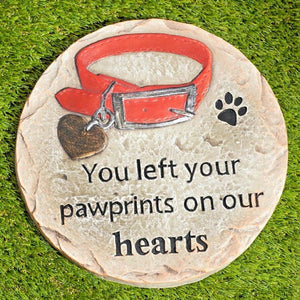 Pet Pawprints Memorial Stepping Step Stone Plaque Pathway Yard Decor 9.75" Dia