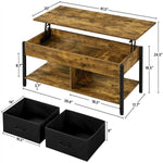 Lift Top Coffee Table with Hidden Compartment & Storage Shelves for Living Room