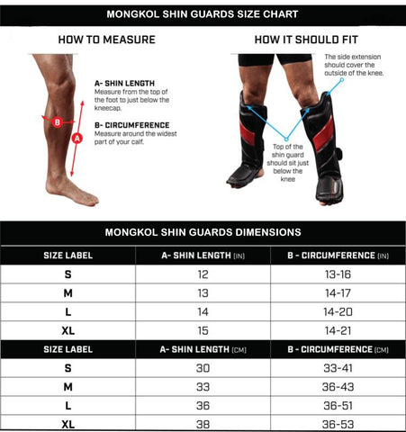 Shin Guards Size Chart