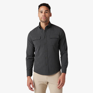 City Flannel Shirt - Pewter Heather | Mizzen+Main - Q. Contrary - Flannel Shirt Dress