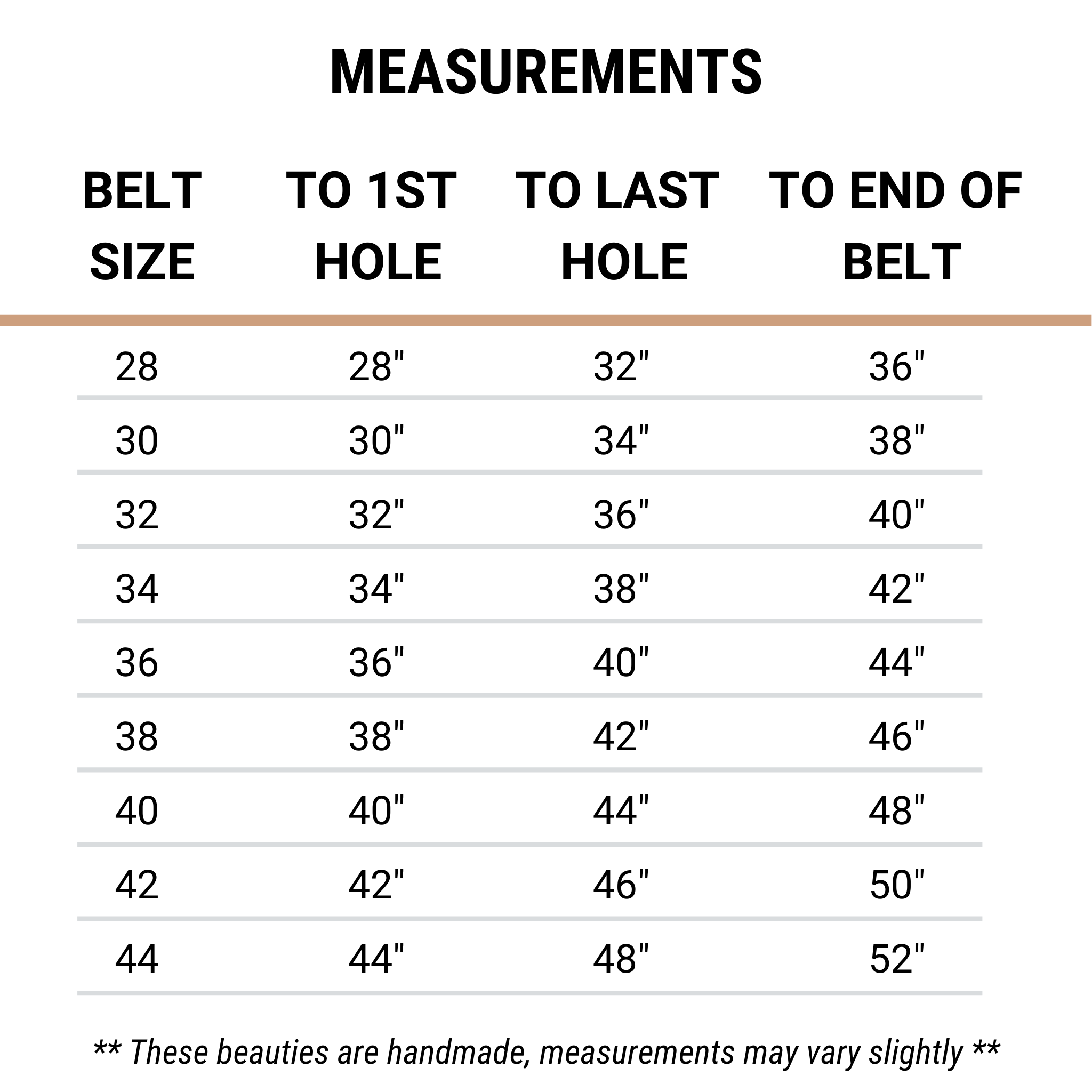 Women's Belt Size Conversion Chart