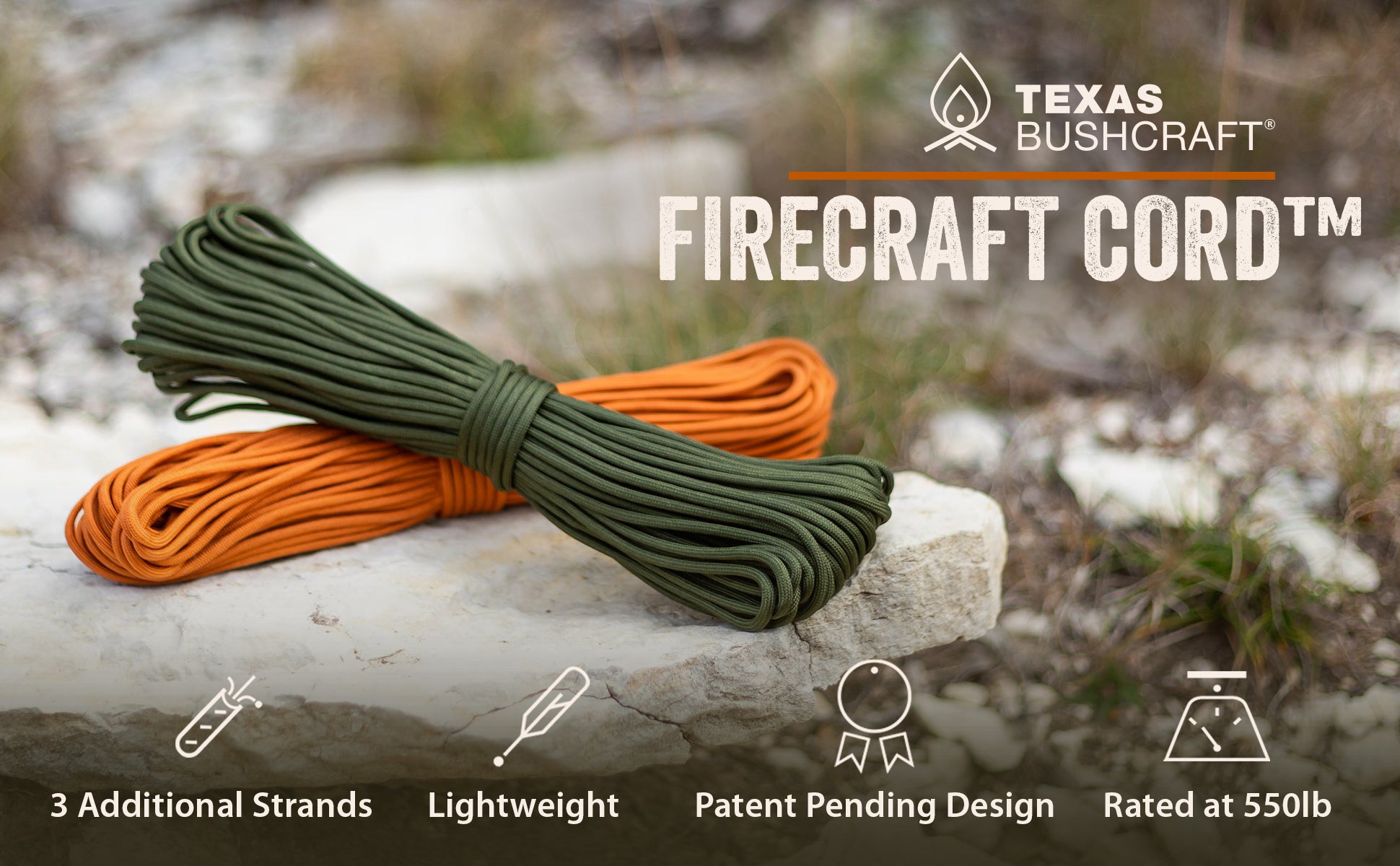 Texas Bushcraft Firecraft Cord Survival Bracelet – Paracord Bracelet with  Bow Shackle for Camping and Emergency – 3 Extra Strands Include Wax Thread