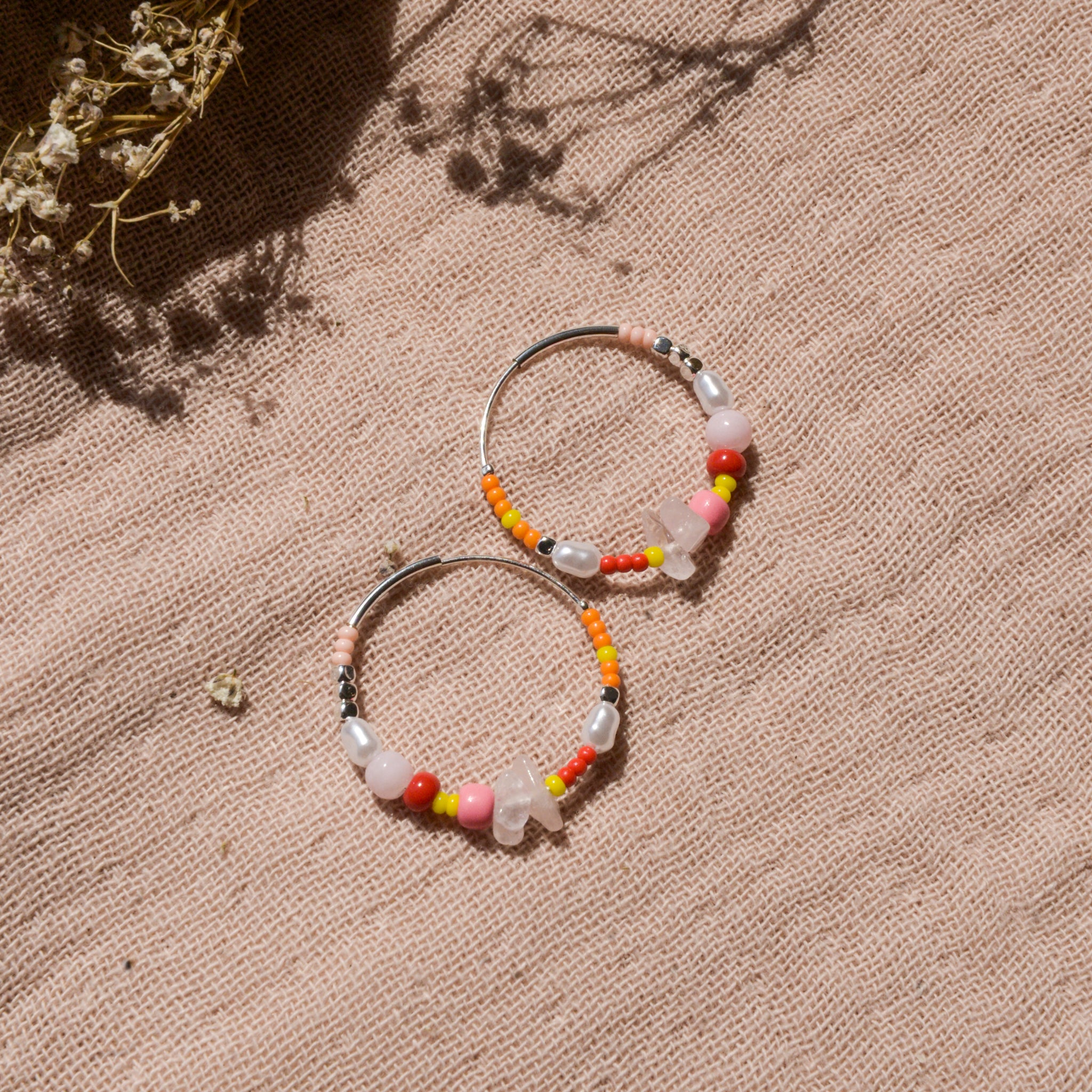 Aubrie Colourful Freshwater Pearl Hoops / Silver or Gold