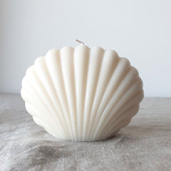 hebe shell shaped candle unscented in cream colour