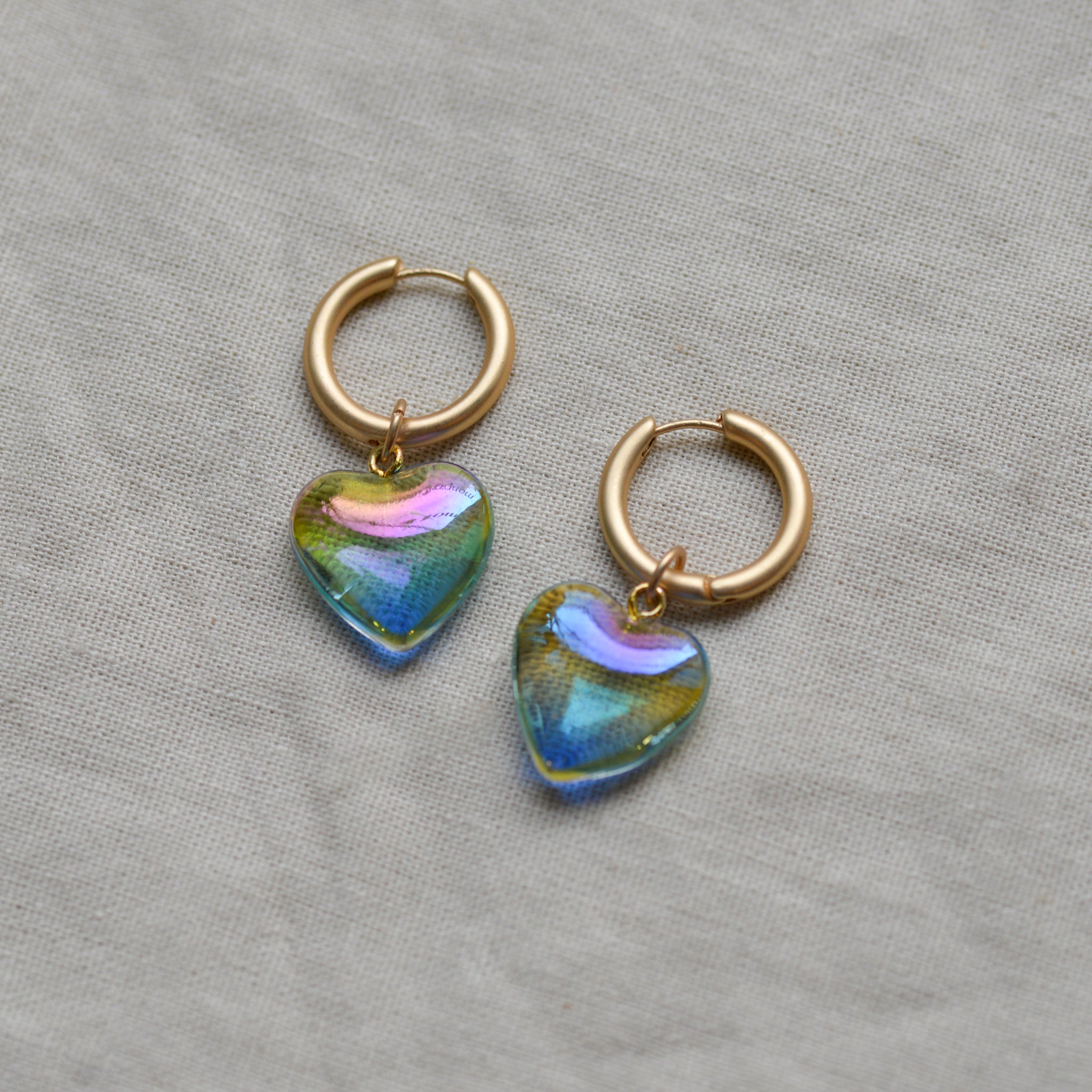 Andrea Iridescent Resin Heart Earrings / Various Colours