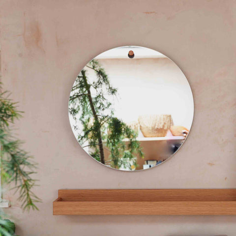 Hubsch Mon Pote Sustainability Eco Friendly Mirror Wall Hook Oak Picture Ledge