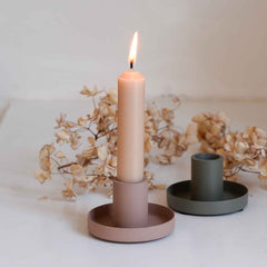 Ib Larsen metal pink and green candle holders