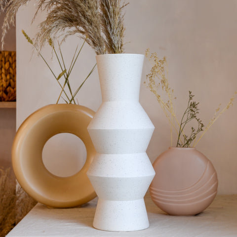 HK Living peach matt vase round vase angular vase white speckle