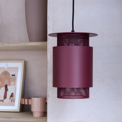 metal wall lampshade mesh red Hubsch