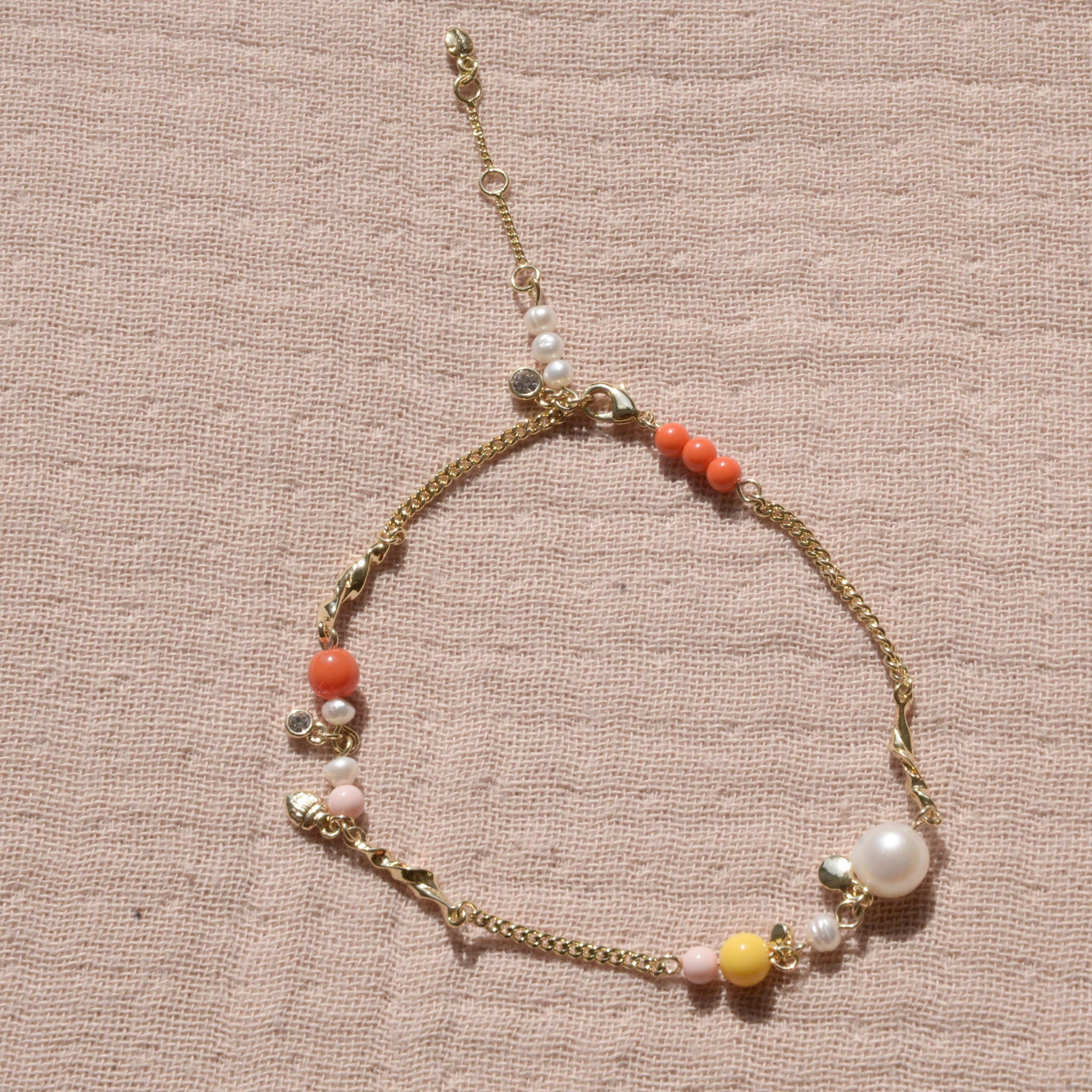 Crystal and Freshwater Pearl Ankle Chain / Silver or Gold