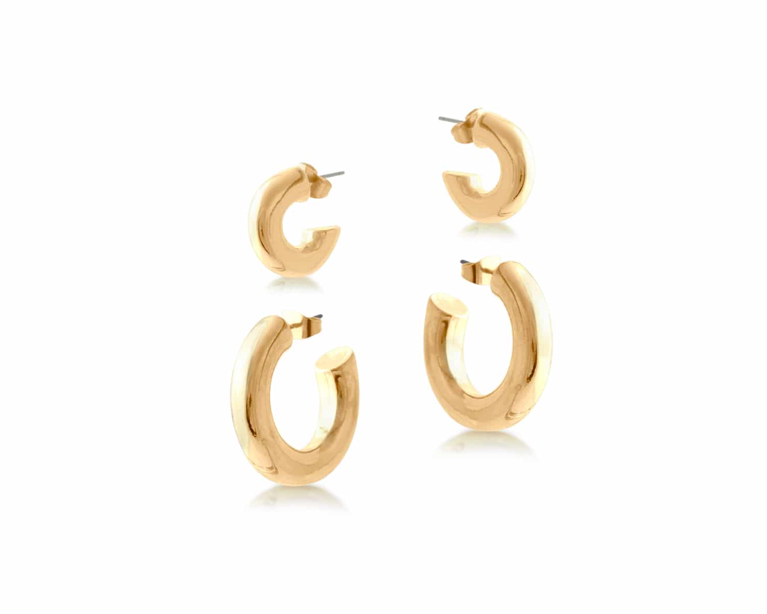 Big Metal London Leonie Chunky Hoop Earrings Pack of Two in Gold or Silver