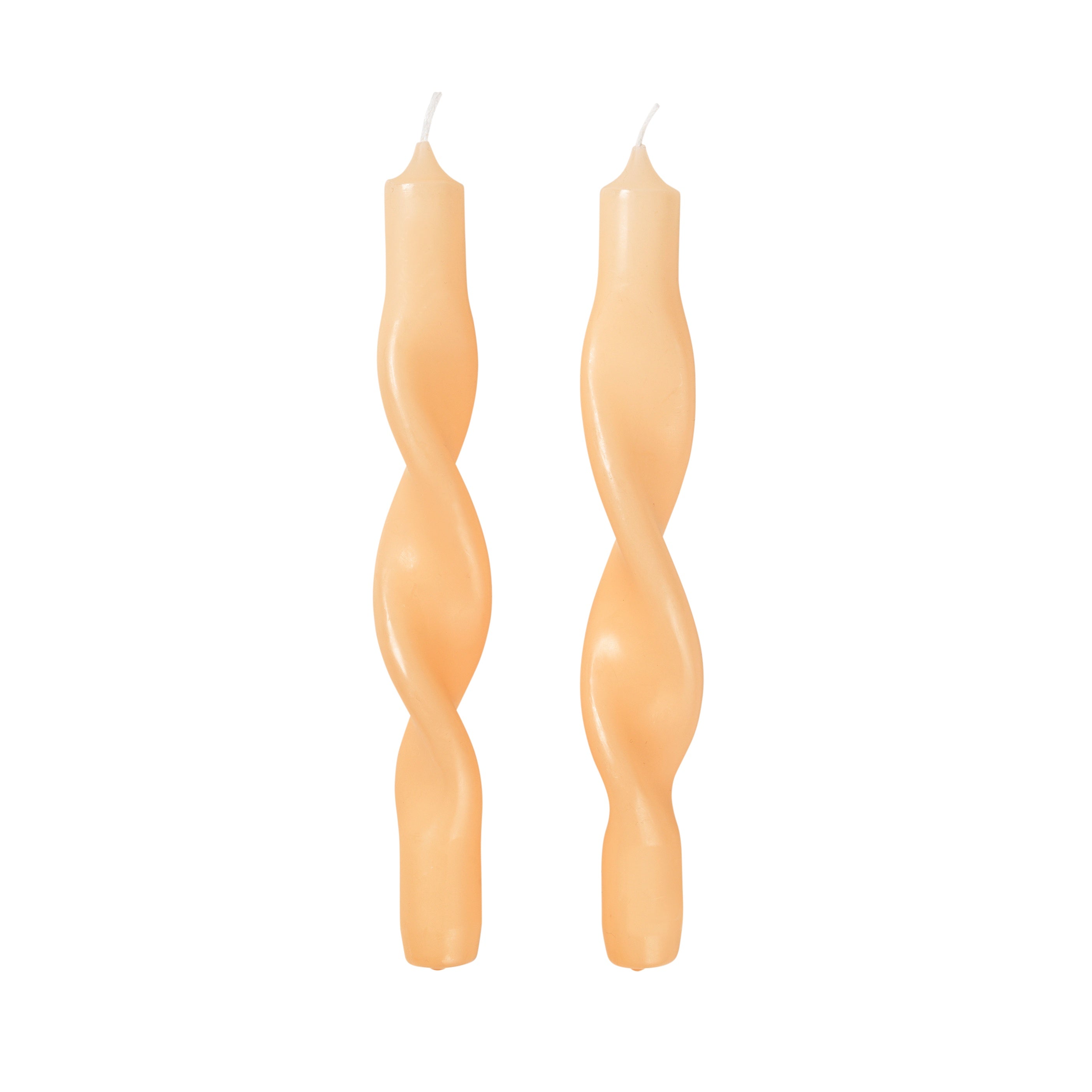 Golden Fleece Twist Candles in a Set of Two (Comes up Pale Peach)