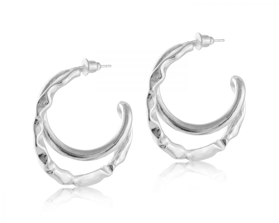 Agatha Plated Chunky Hoop Earrings Silver