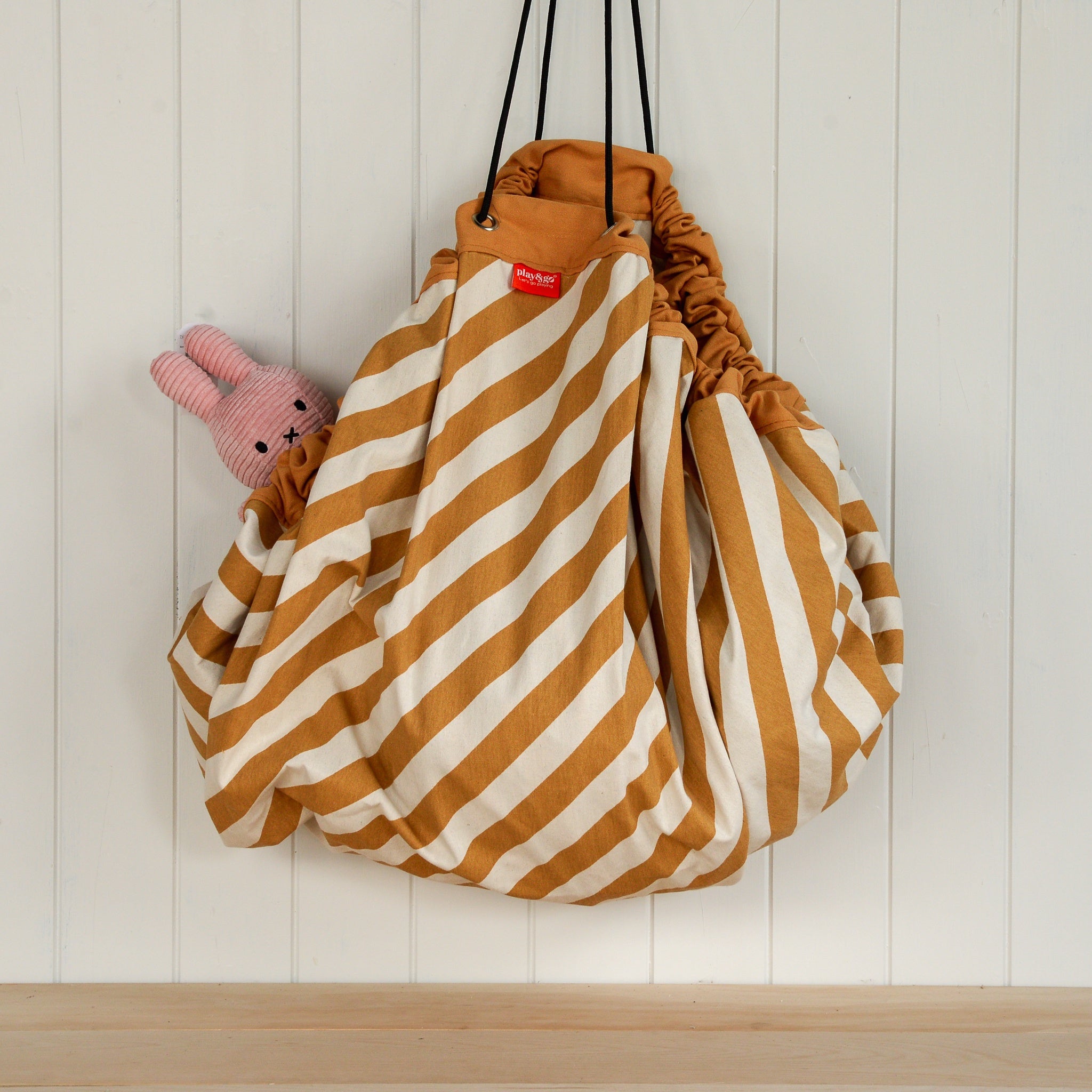 Mustard Stripes Toy Storage Bag And Play Mat