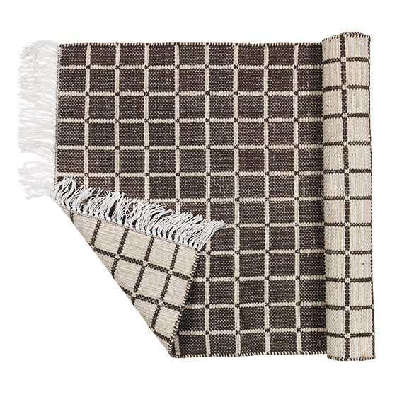 Henny Rug in Light Grey / Aubergine Cotton