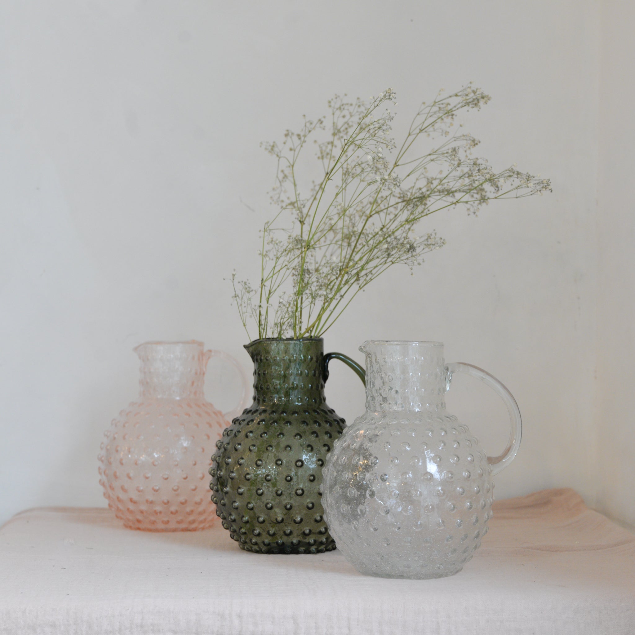 Hobnail Glass Jug / Colours