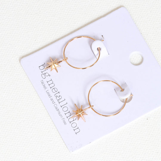 Big Metal London Ilaria Tiny Star Hoop Earring (Two Variants)