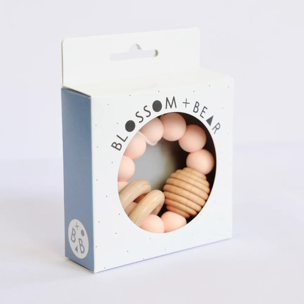 Baby Teething Ring with Double Wooden Ring / Colours