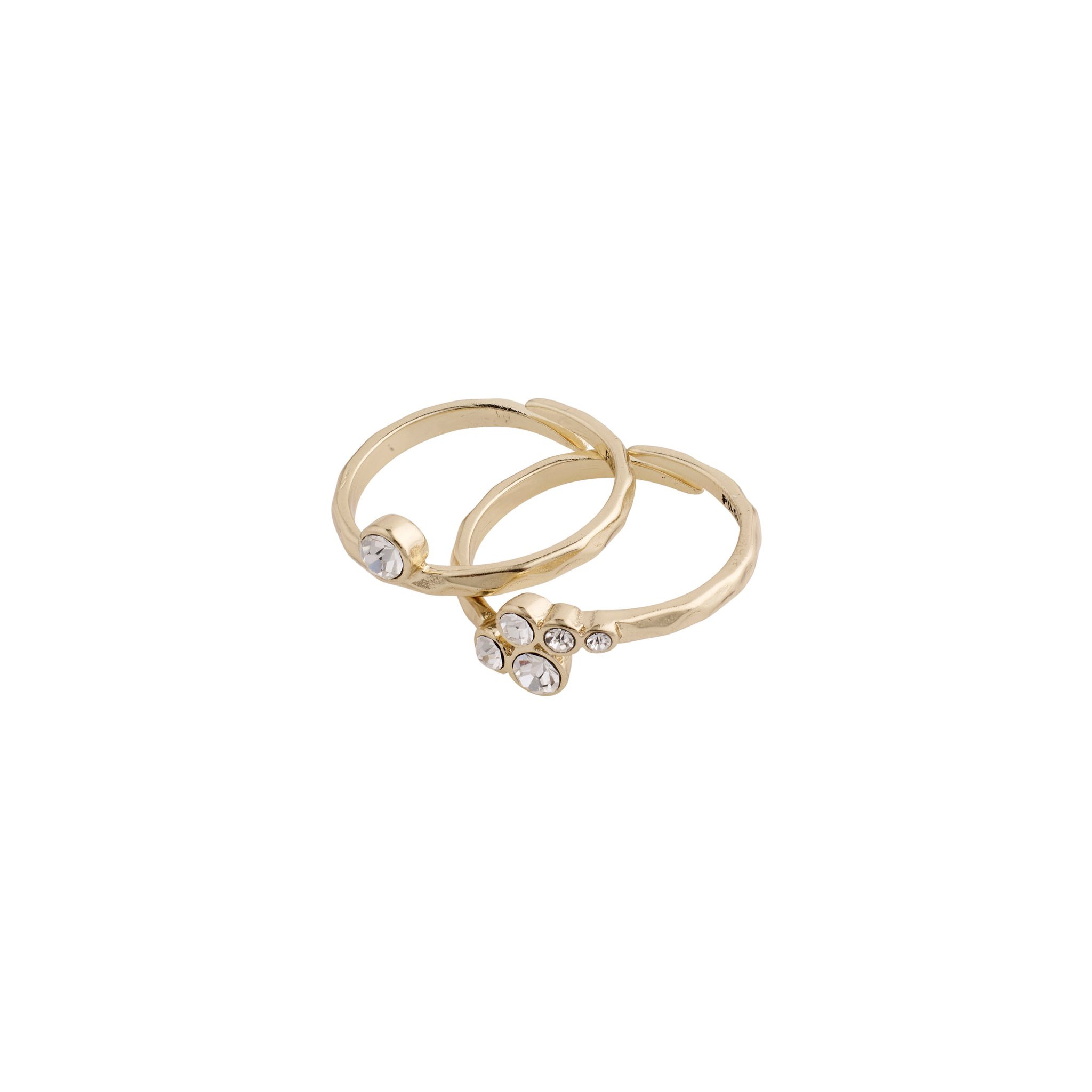 Fran Set of Two Gold Plated Crystal Rings