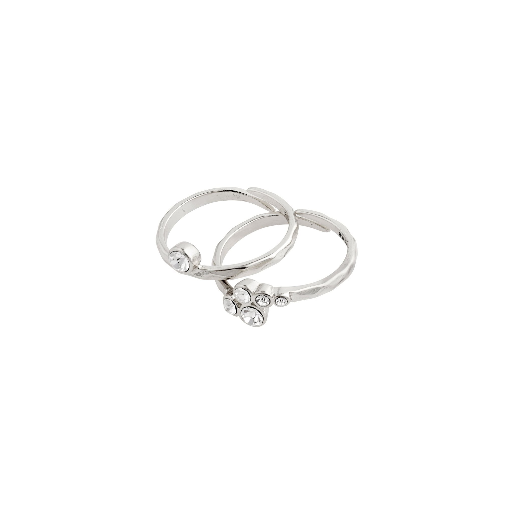 Fran Set of Two Silver Plated Crystal Rings