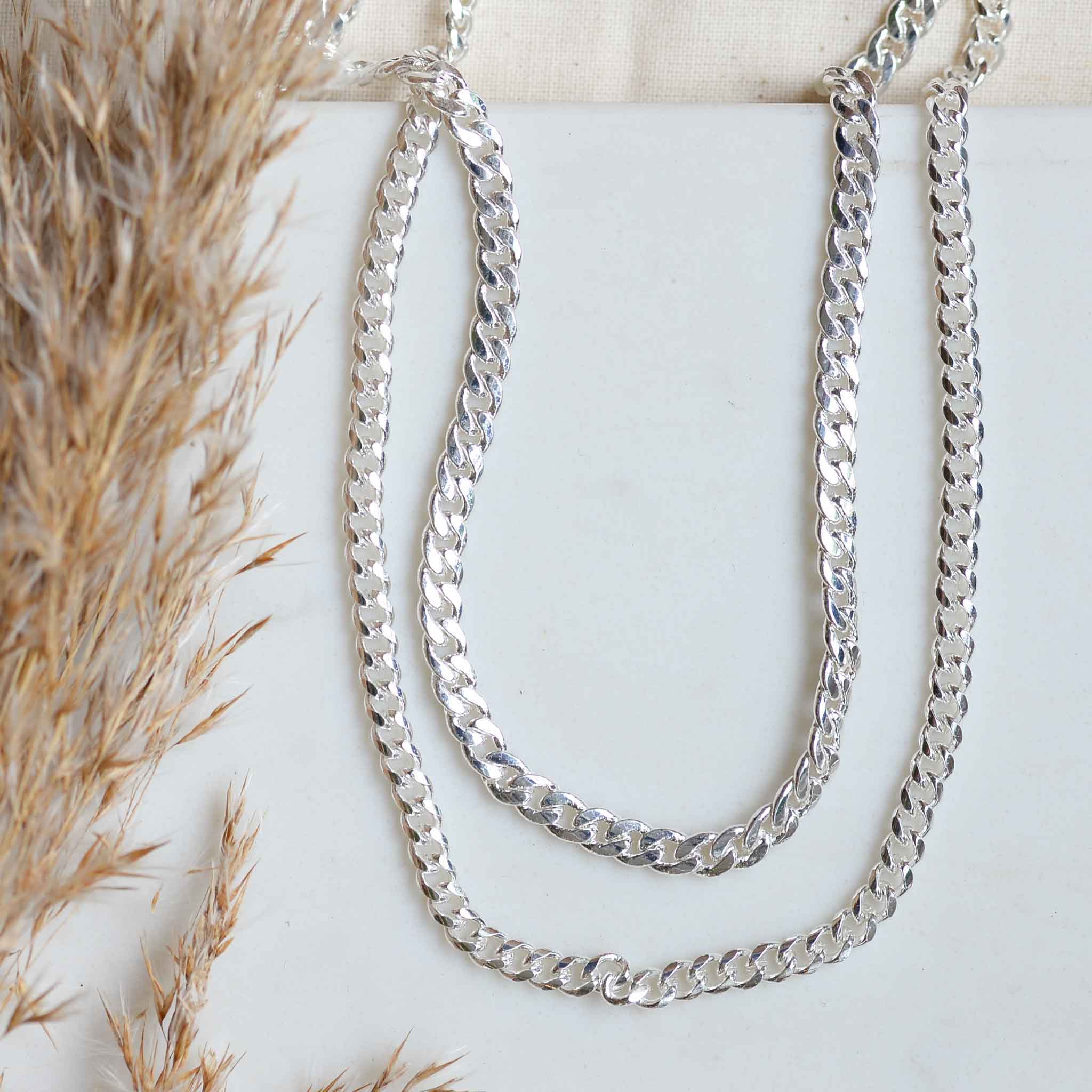 Pilgrim Blossom Curb Chain Necklace in Gold or Silver