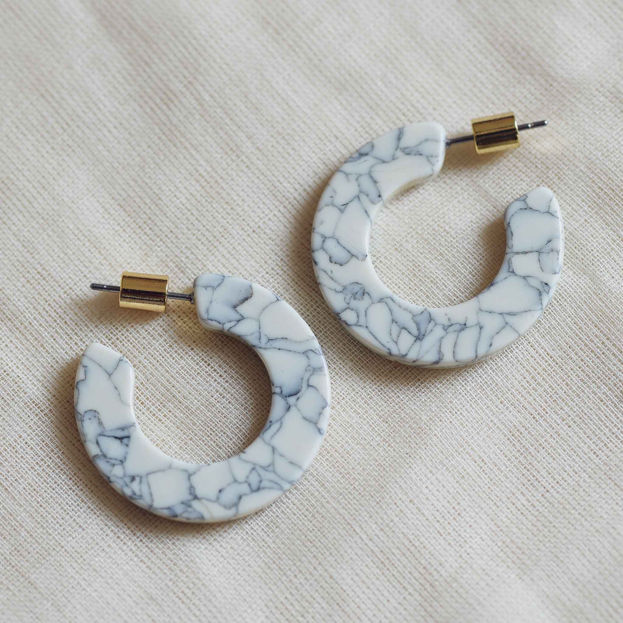 Big Metal London Annabelle Resin Hoops White and Grey