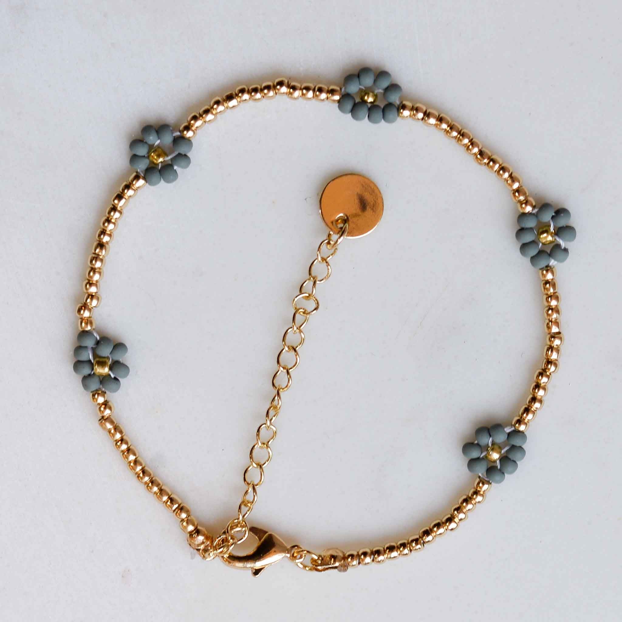 Big Metal London Amanda Tiny Daisy Beaded Bracelet