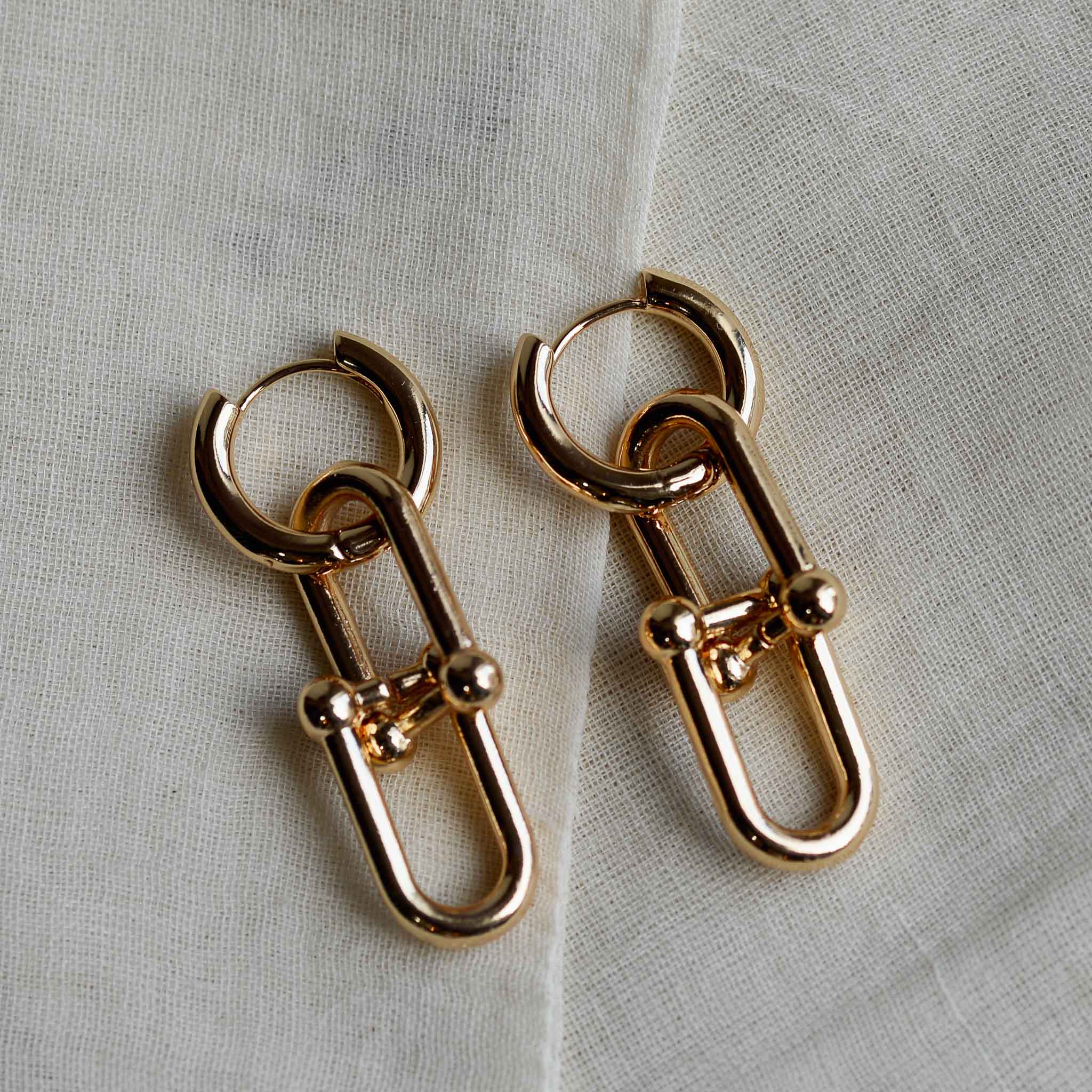 Big Metal London Renata Charm Hoop Earrings Gold or Silver