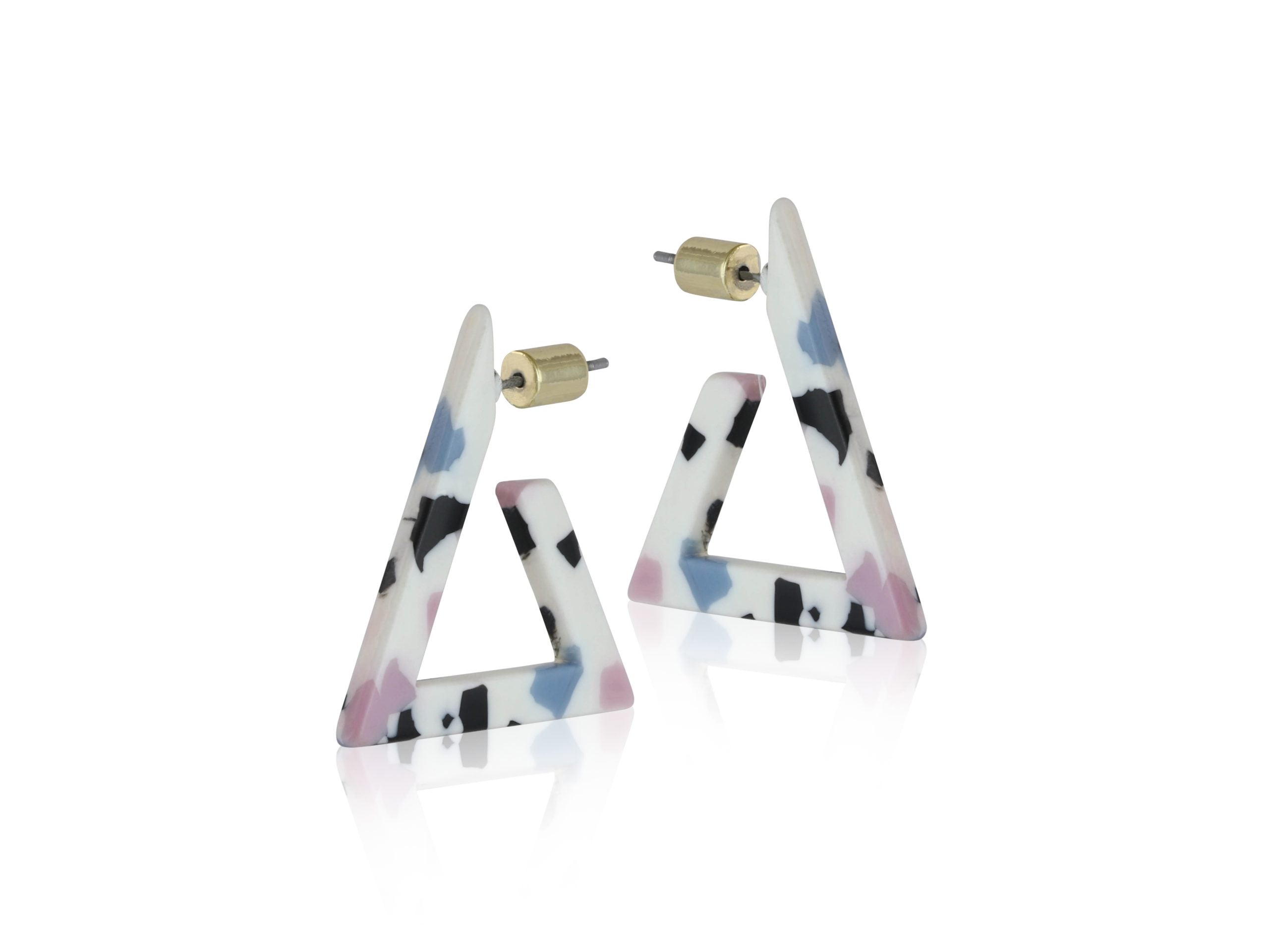 Big Metal London Daria Triangle Resign Earrings White Terrazzo