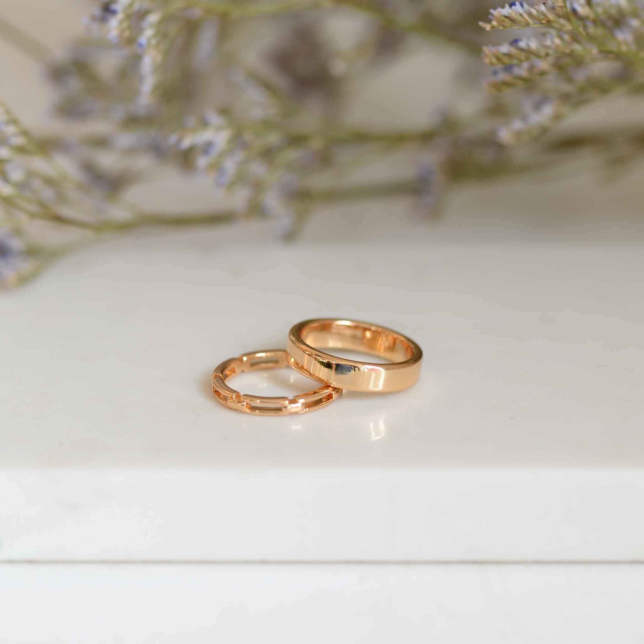 Big Metal London Thais Pack of 2 Rings in Gold or Silver Plated