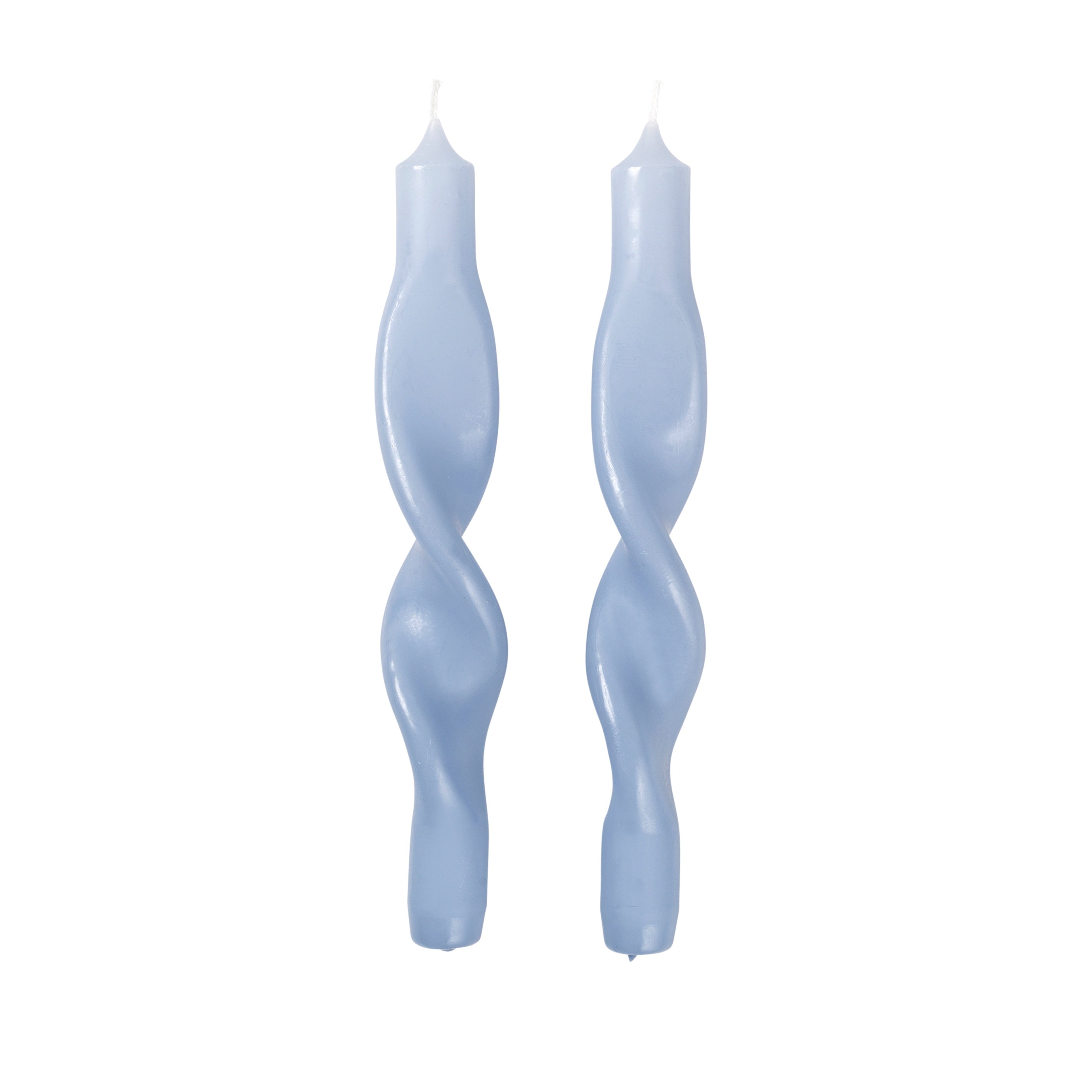 Light Blue Twist Candles in a Set of Two