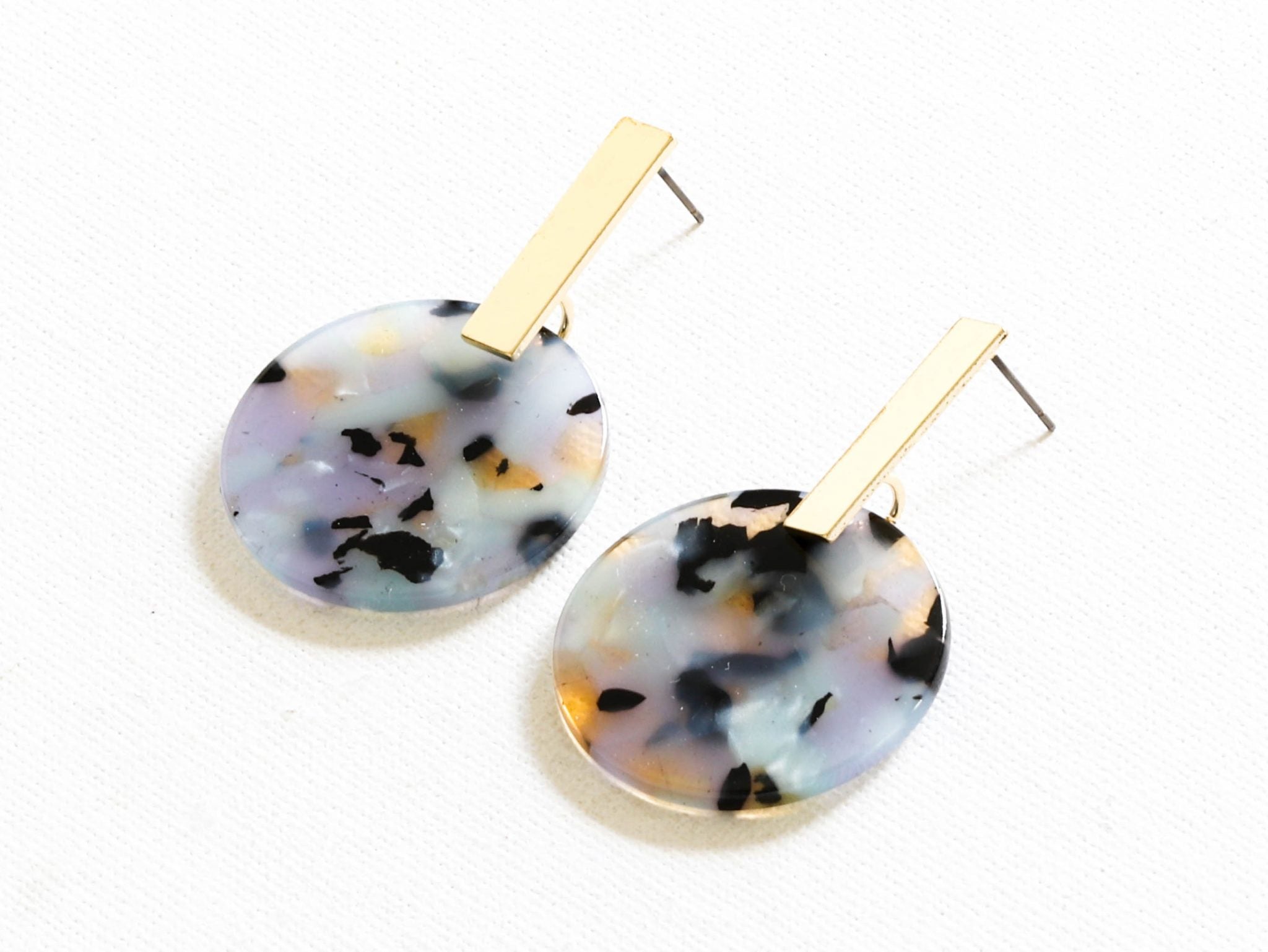 Ernestine Resin Disc Earrings in Blue