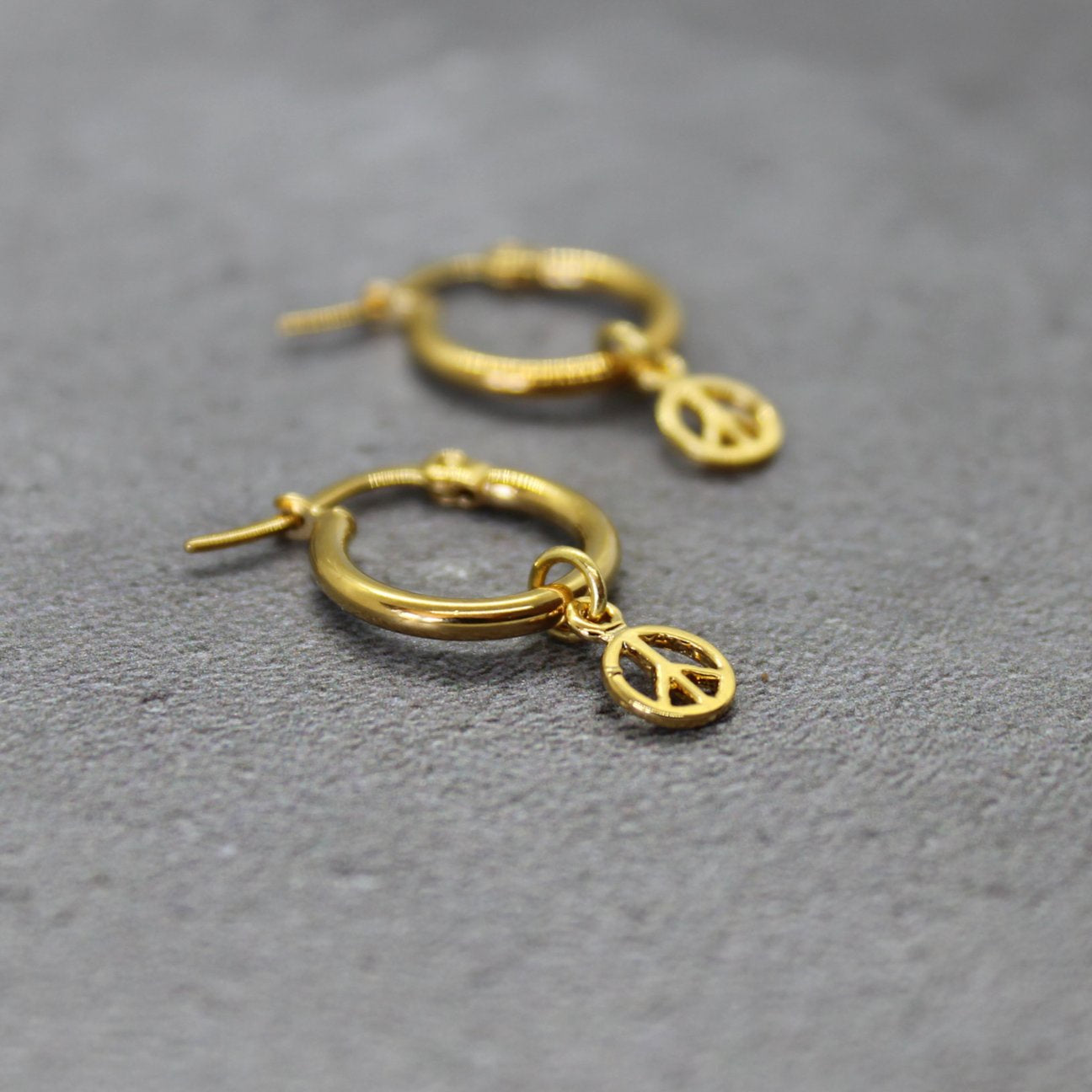 Peace sign hoop earrings